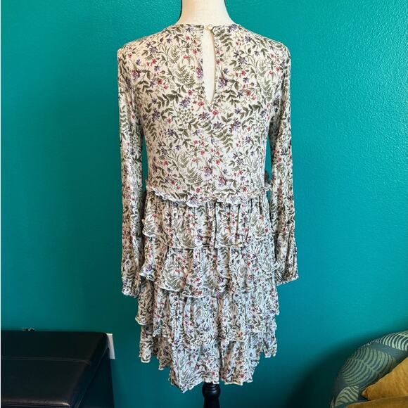 Urban Outfitters Cream Botanical Floral Tiered Dress Women's Small - Picture 5 of 11